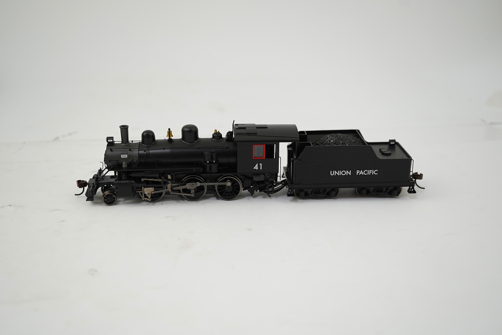 Three boxed HO gauge Bachmann Union Pacific locomotives; (51705) model of ALCO, 41, 2-6-0 locomotive with bogie tender, together with (51501) model of Prairie, 1836, 2-6-2 locomotive with bogie tender, and (50701) model